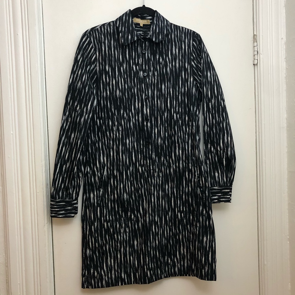 Michael Kors Collection Poplin Collared Dress Black White Made In Italy Size 2